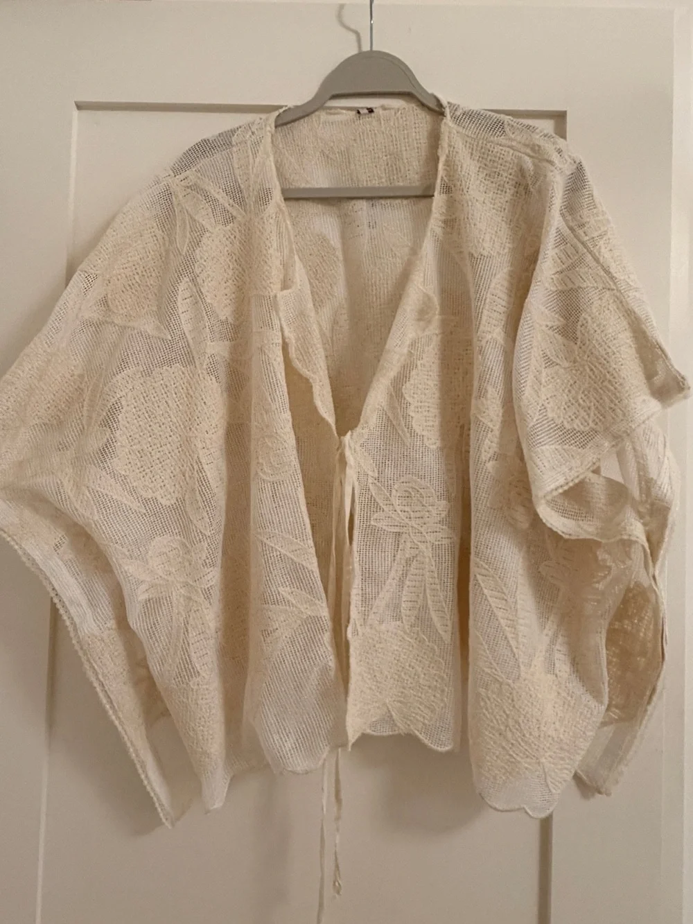 Free People Cream Crochet Kimono